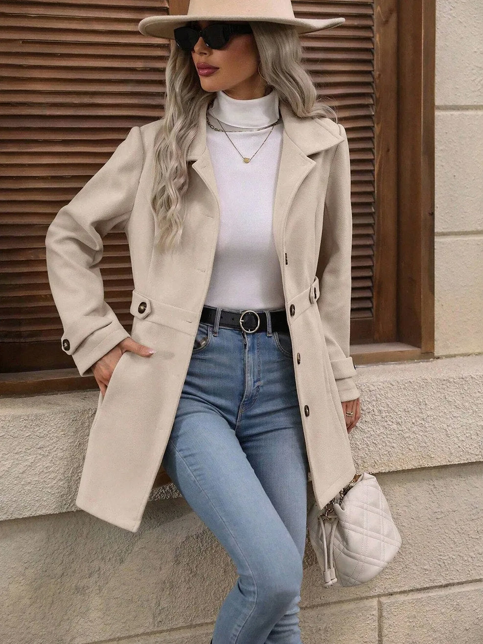 Button Front Collared Coat