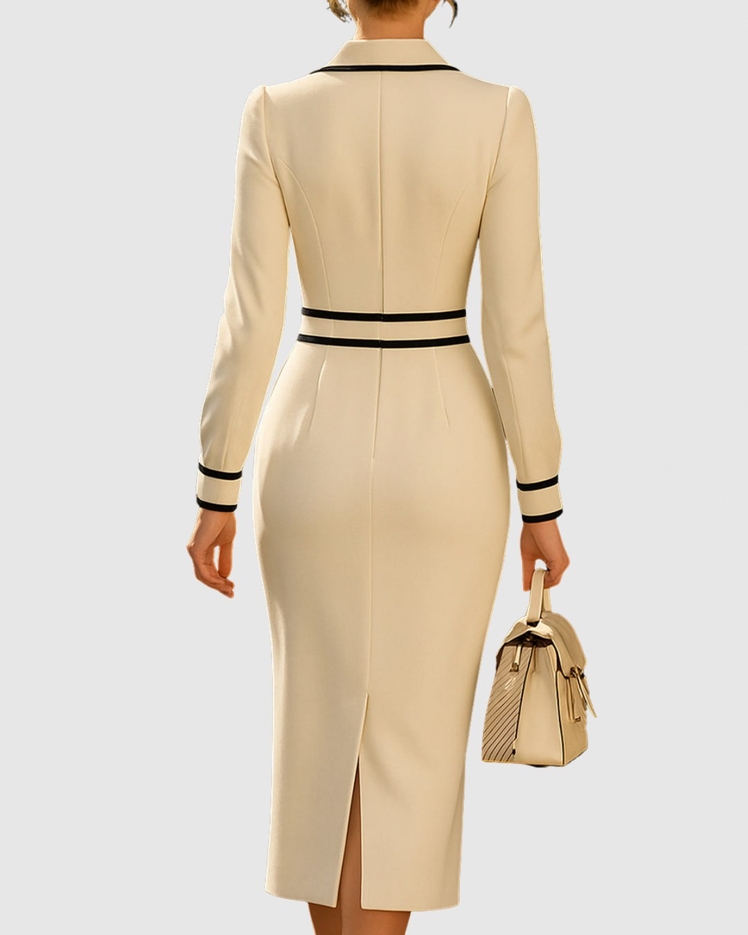 Collared Contrast Trim Midi Dress