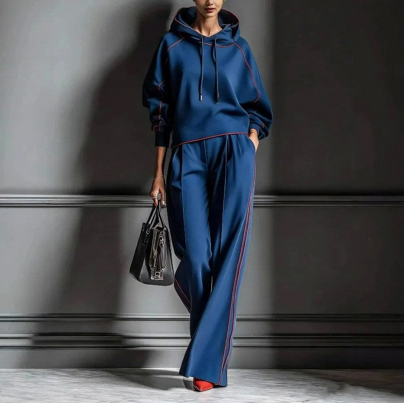 Contrast Trim Hooded Matching Set