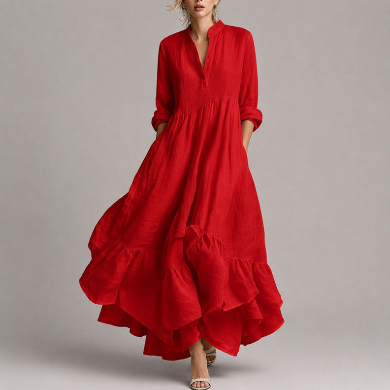Long Sleeve Empire Waist Tiered Maxi Dress