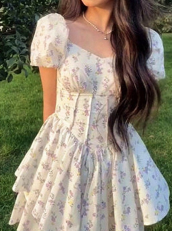 Floral Sweetheart Tiered Mini Dress