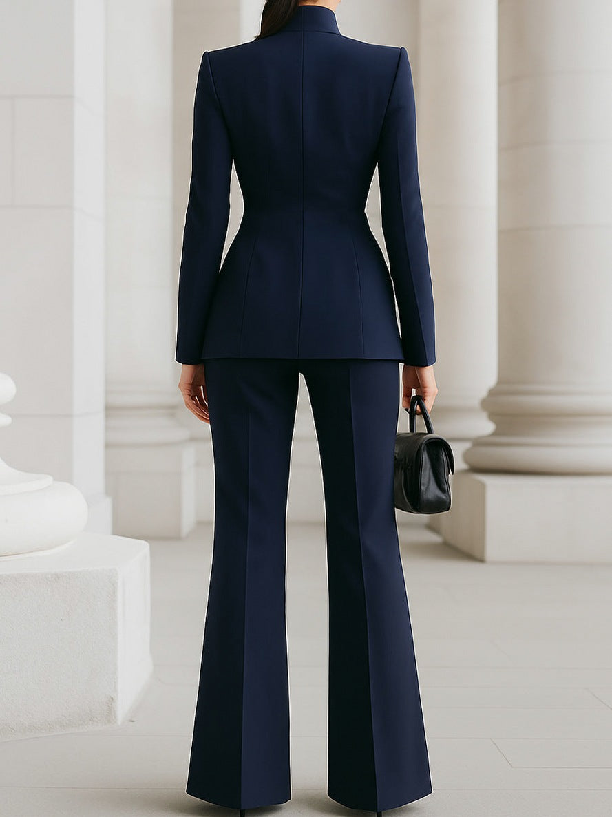 High Neck Blazer Two Piece Set