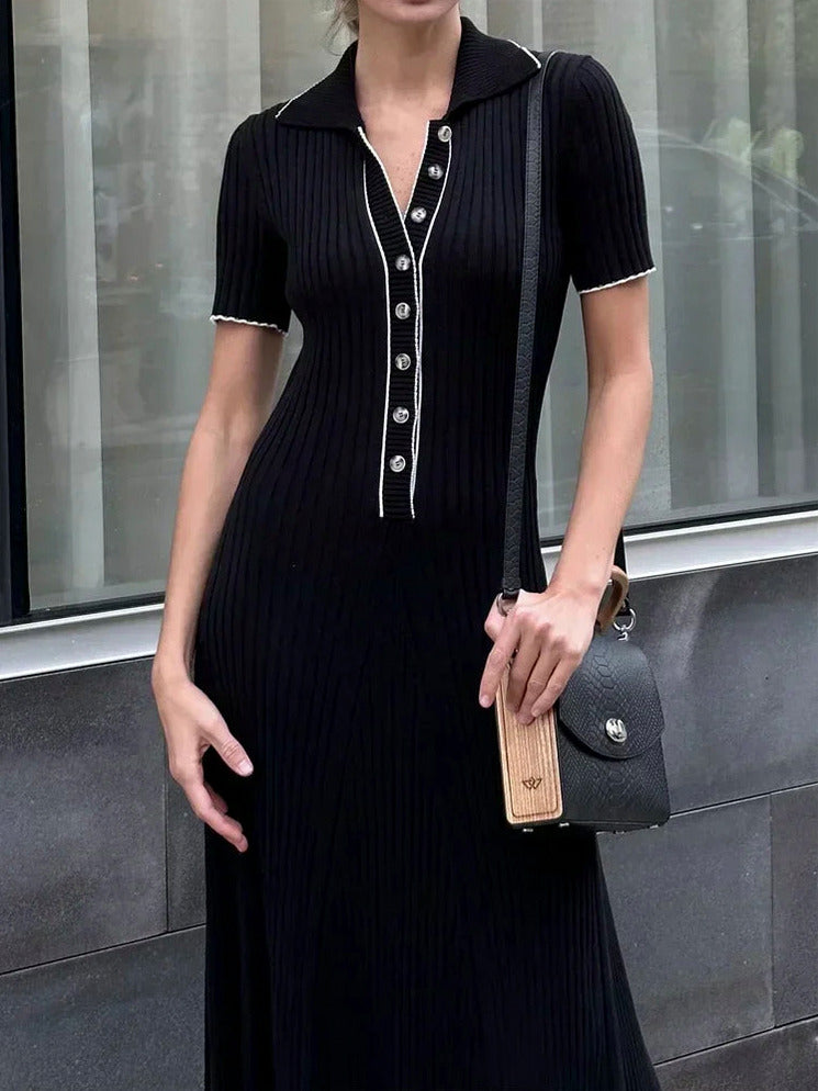 Knit Button Front Midi Dress