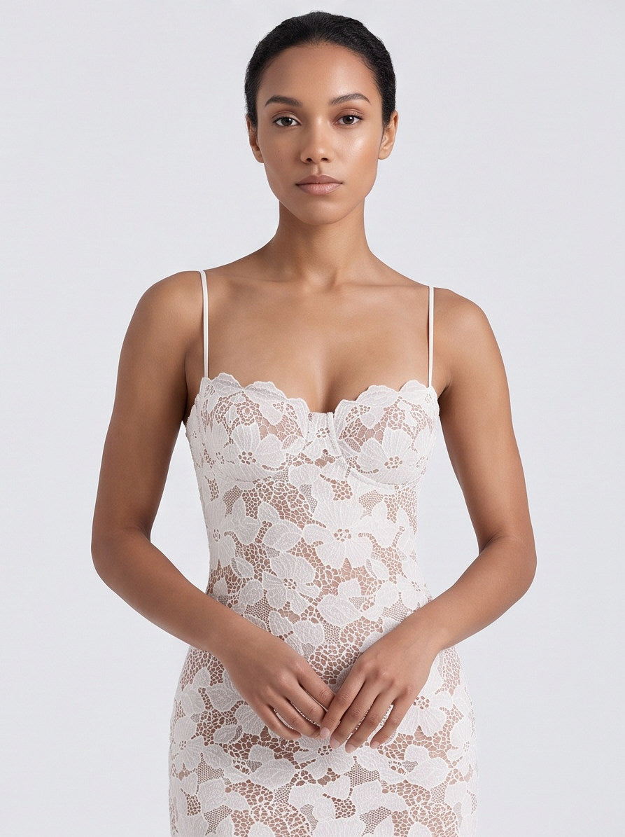 Lace Corset Lace Up Maxi Dress