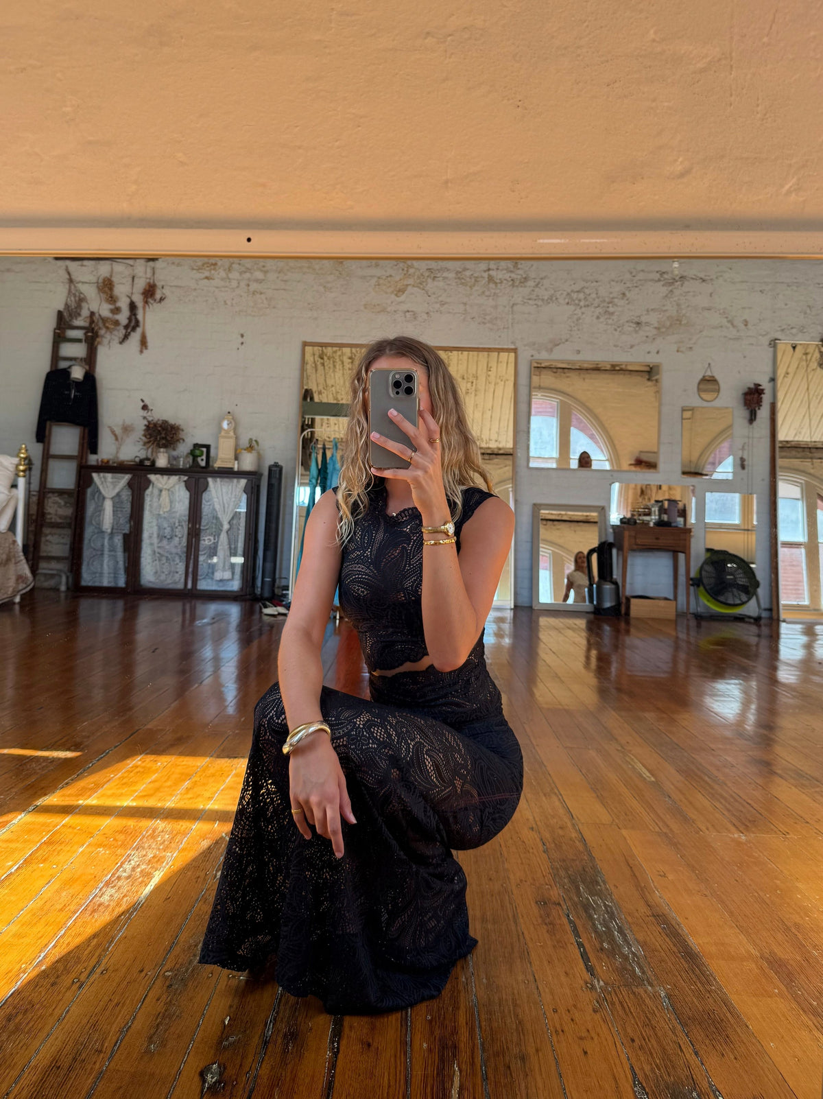 Lace Cutout Maxi Matching Set