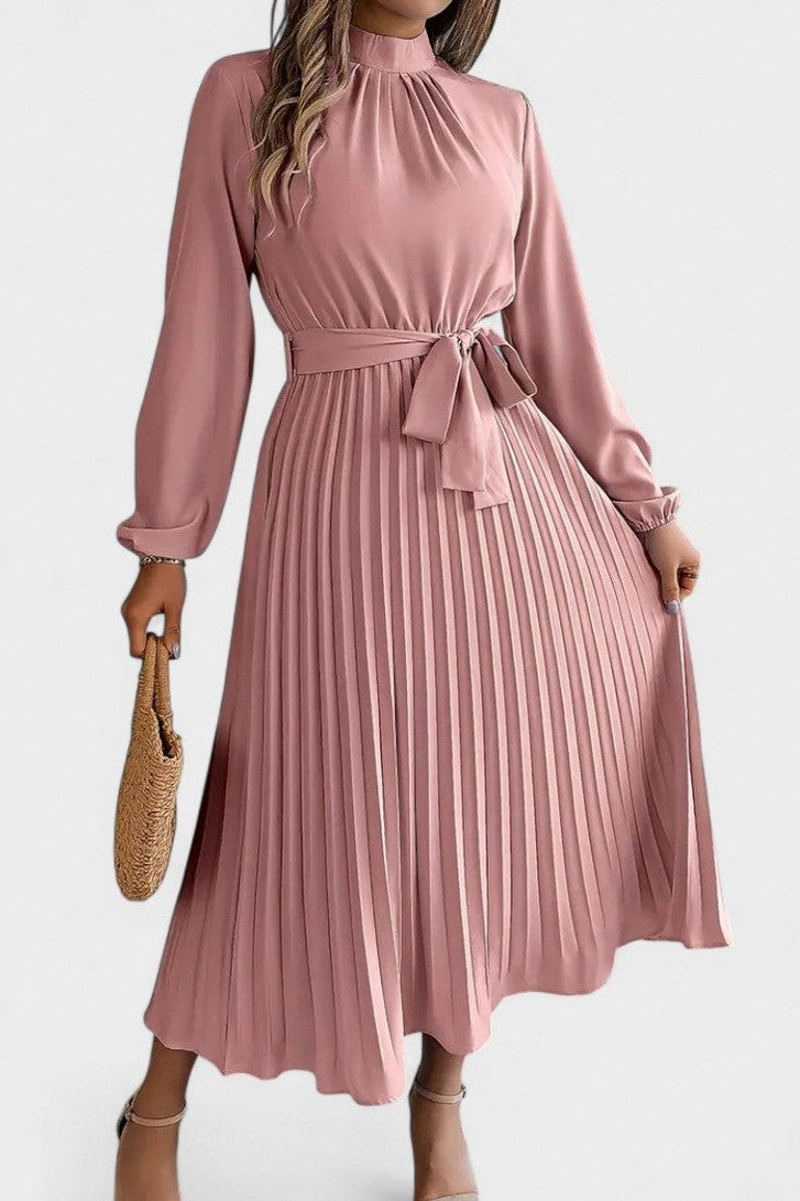 Long Sleeve Pleated Midi Dress