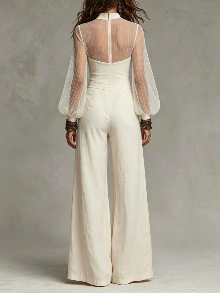 Mesh Illusion Wide Leg Jumpsuit