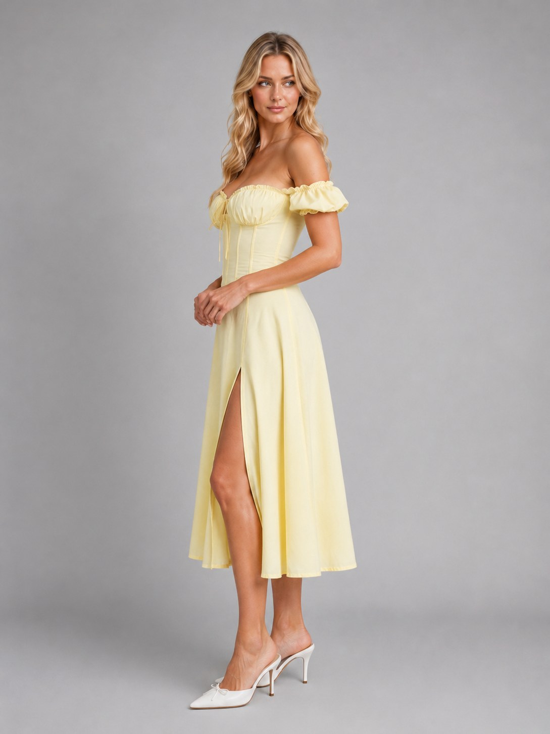 Off Shoulder Corset Midi Dress