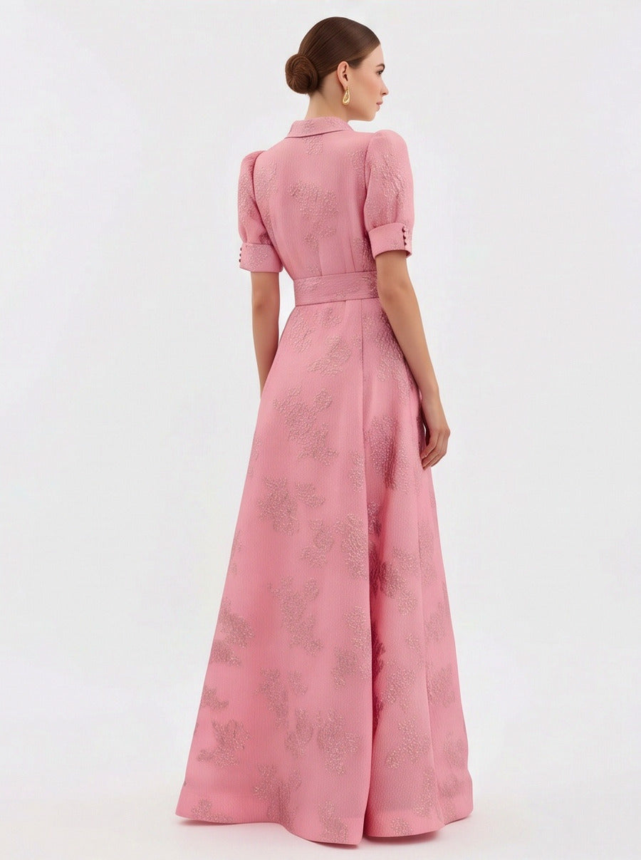Puff Sleeve Belted Maxi Shirt Dress