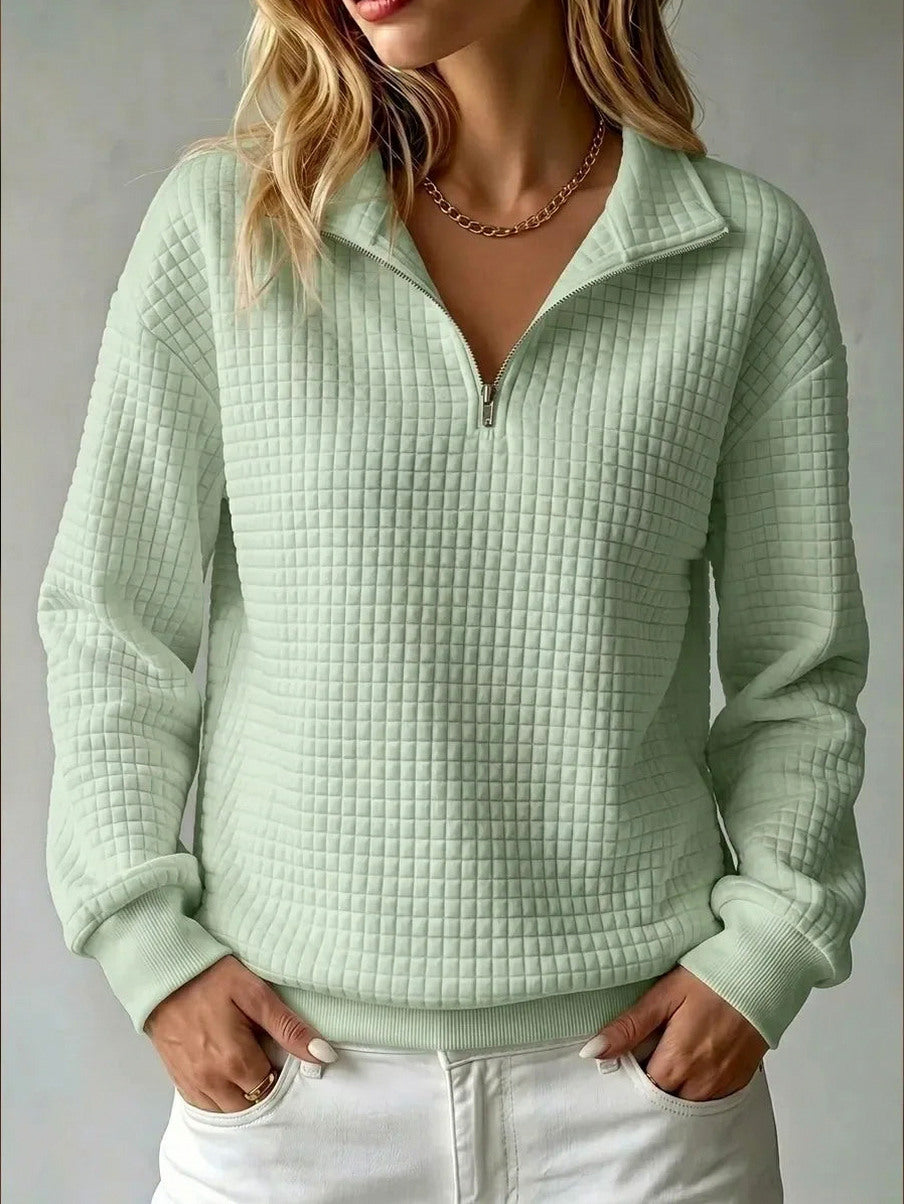 Quilted Quarter Zip Pullover Sweater