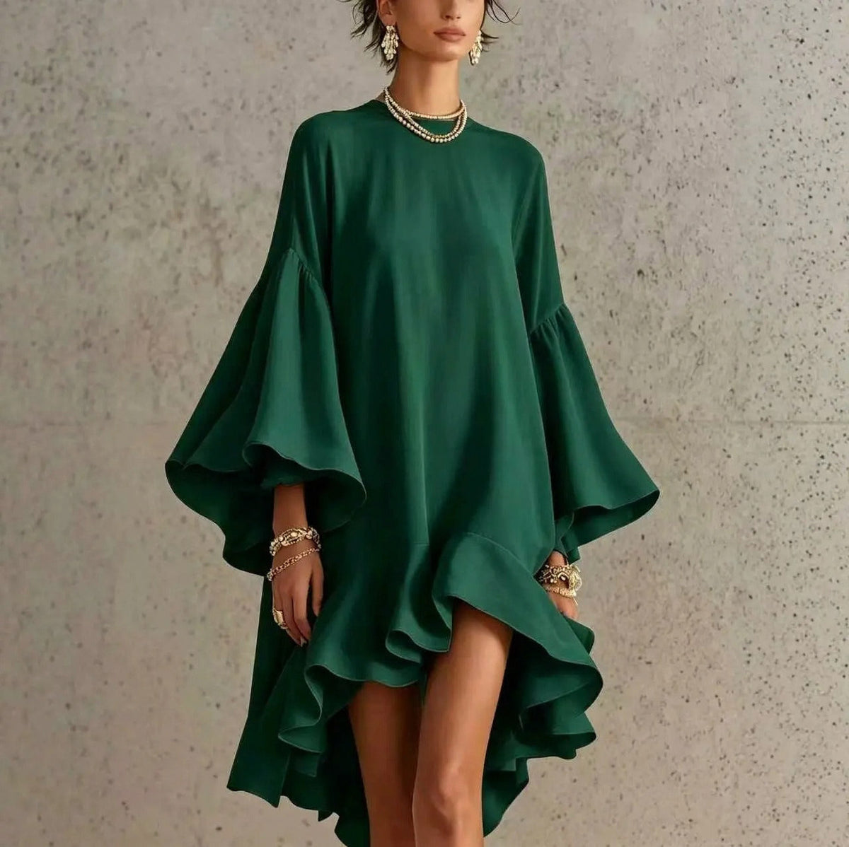 Babydoll Long Sleeve Ruffle Mini Dress