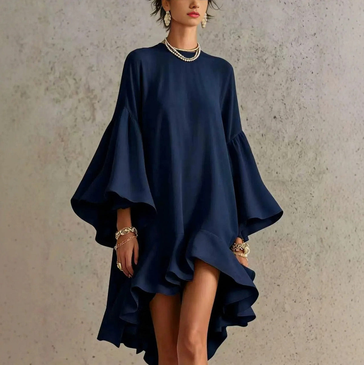 Babydoll Long Sleeve Ruffle Mini Dress