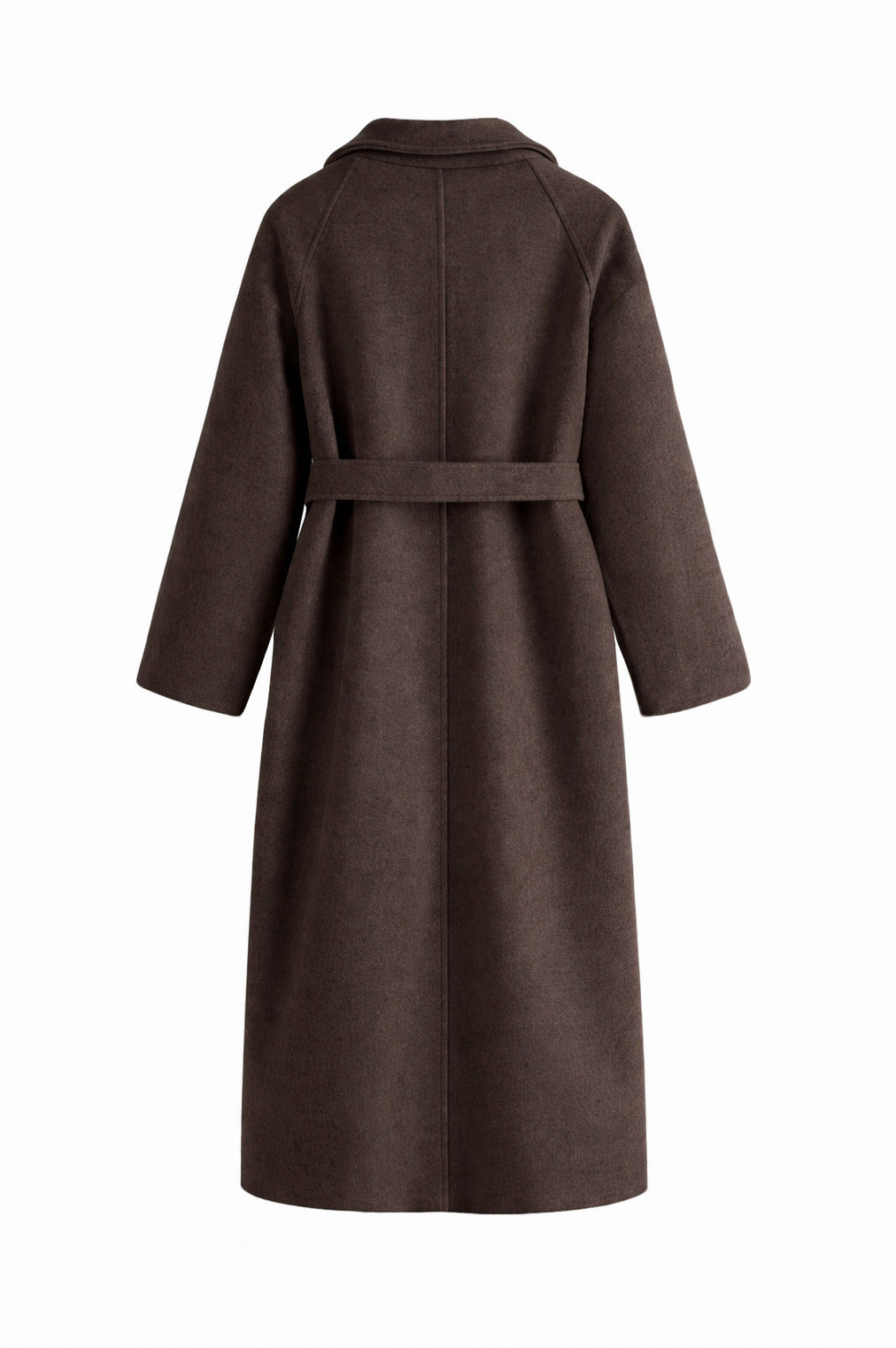 Belted Lapel Long Sleeve Wrap Coat