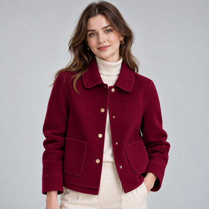 Button Front Collared Cropped Jacket