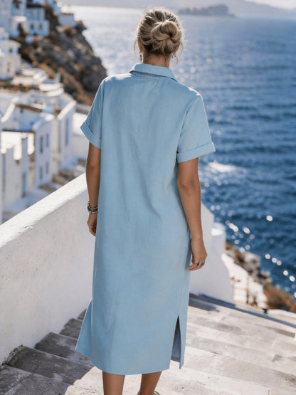 Button Front Midi Shirt Dress