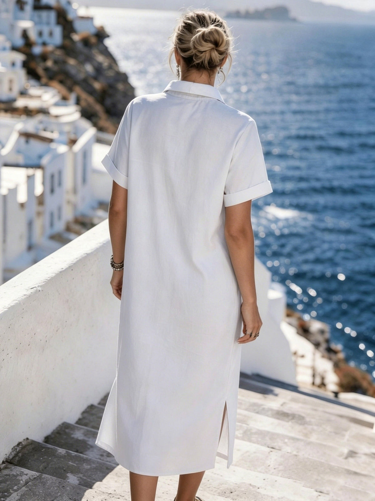 Button Front Midi Shirt Dress