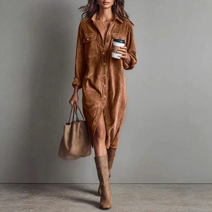 Button Front Pocket Shirt Dress