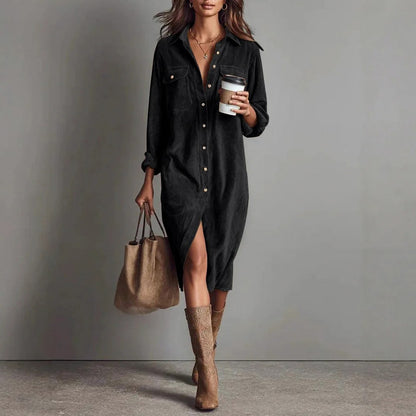 Button Front Pocket Shirt Dress