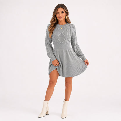 Cable Knit A-Line Sweater Dress