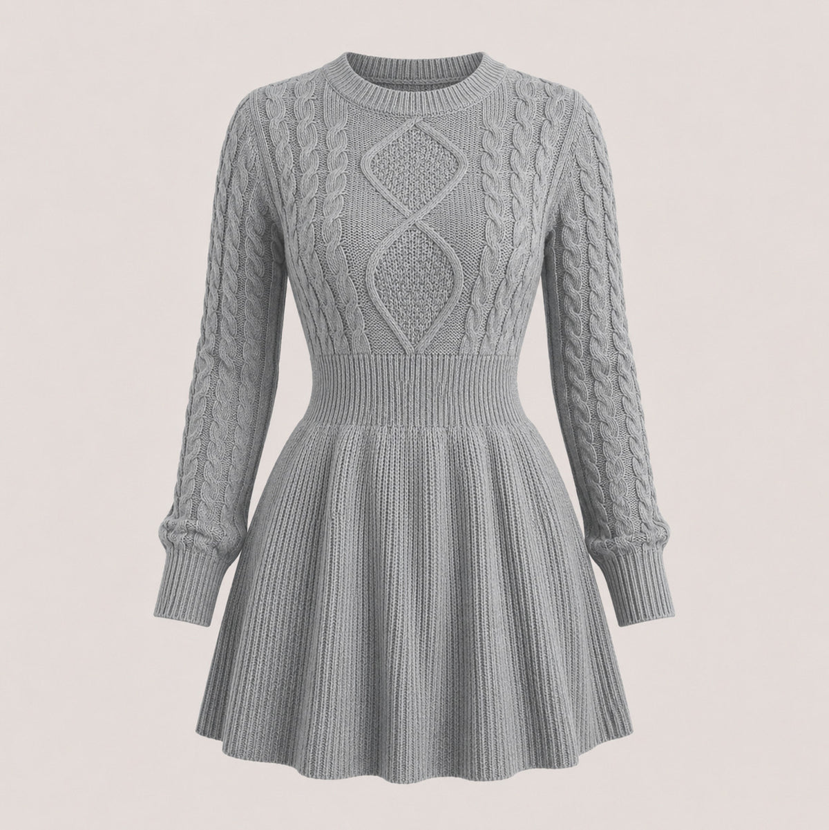 Cable Knit A-Line Sweater Dress