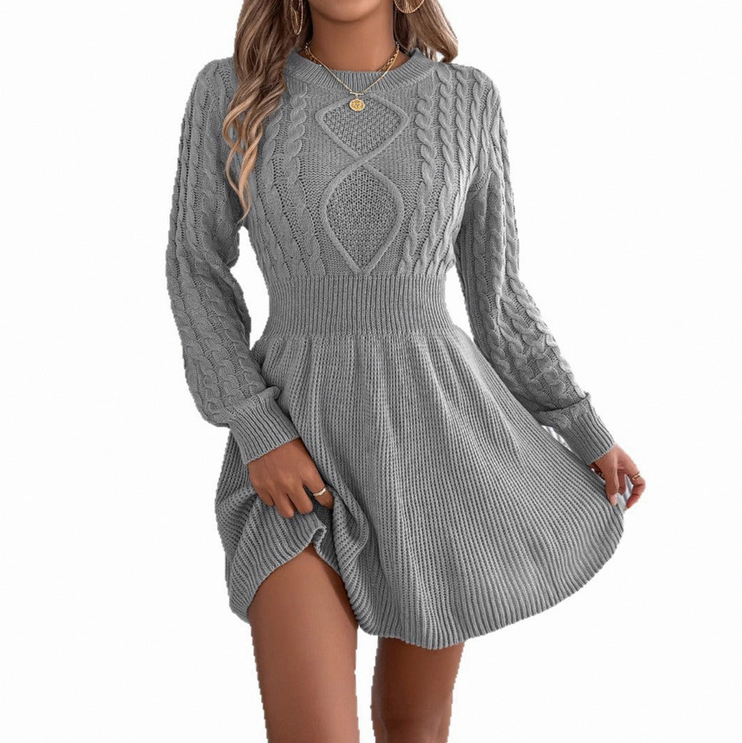 Cable Knit A-Line Sweater Dress