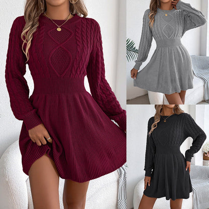 Cable Knit A-Line Sweater Dress