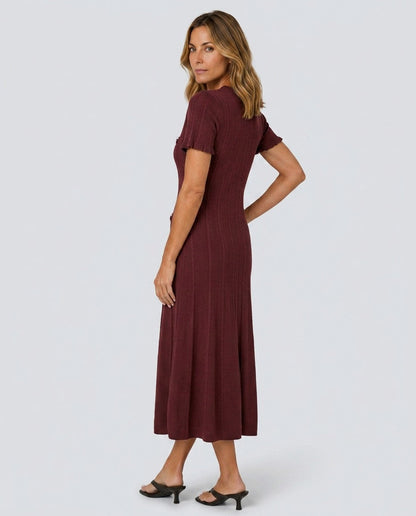 Cable Knit Button Front Midi Dress
