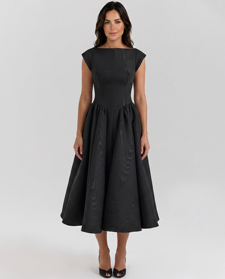 Cap Sleeve Drop Waist Midi Dress