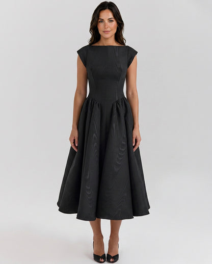 Cap Sleeve Drop Waist Midi Dress