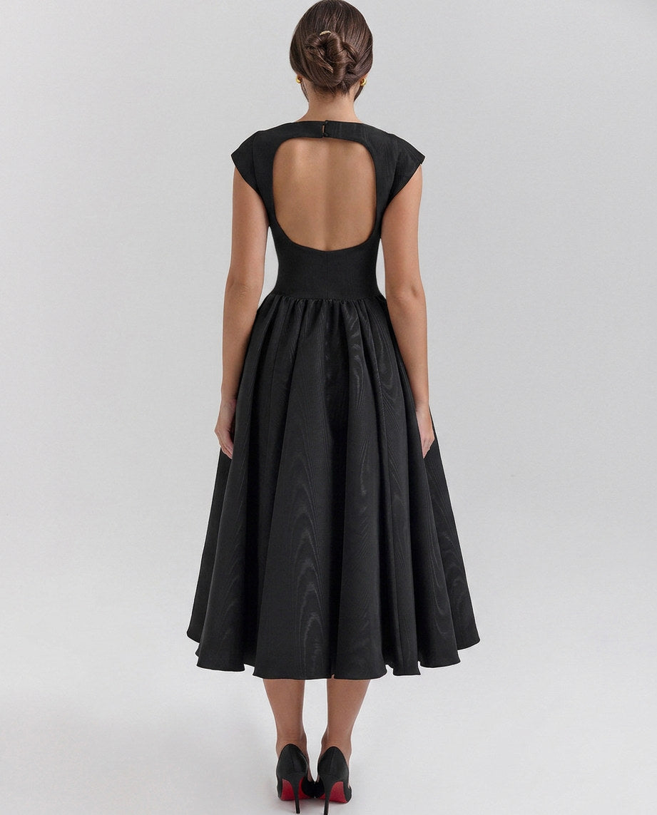 Cap Sleeve Drop Waist Midi Dress