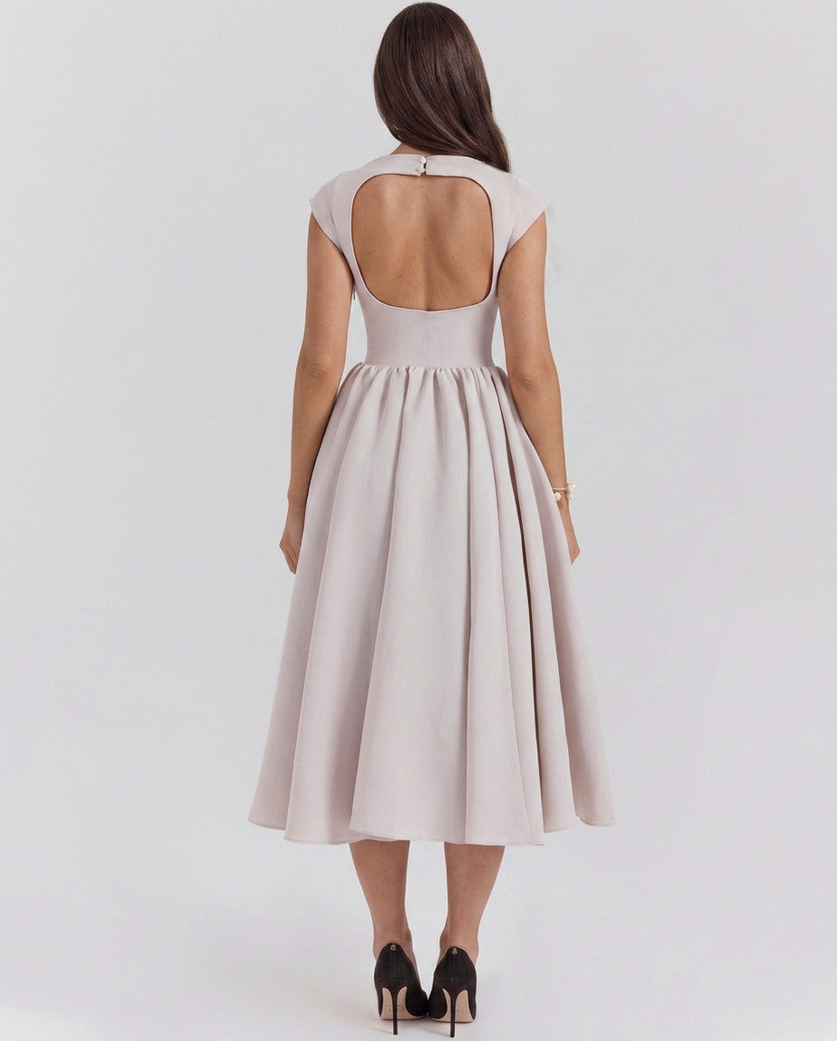 Cap Sleeve Drop Waist Midi Dress