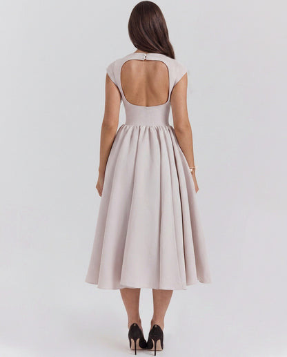 Cap Sleeve Drop Waist Midi Dress