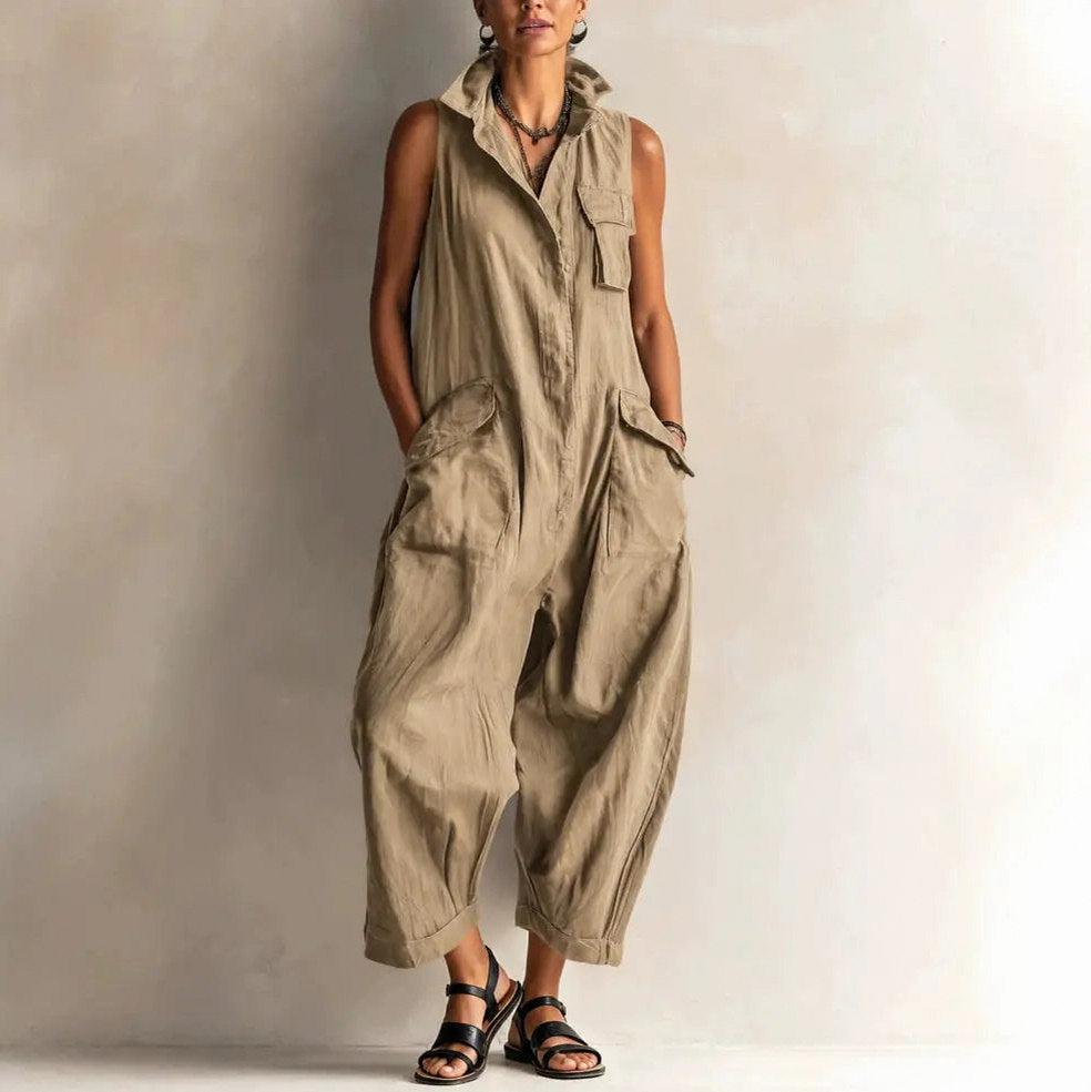 Cargo Pocket Sleeveless Jumpsuit