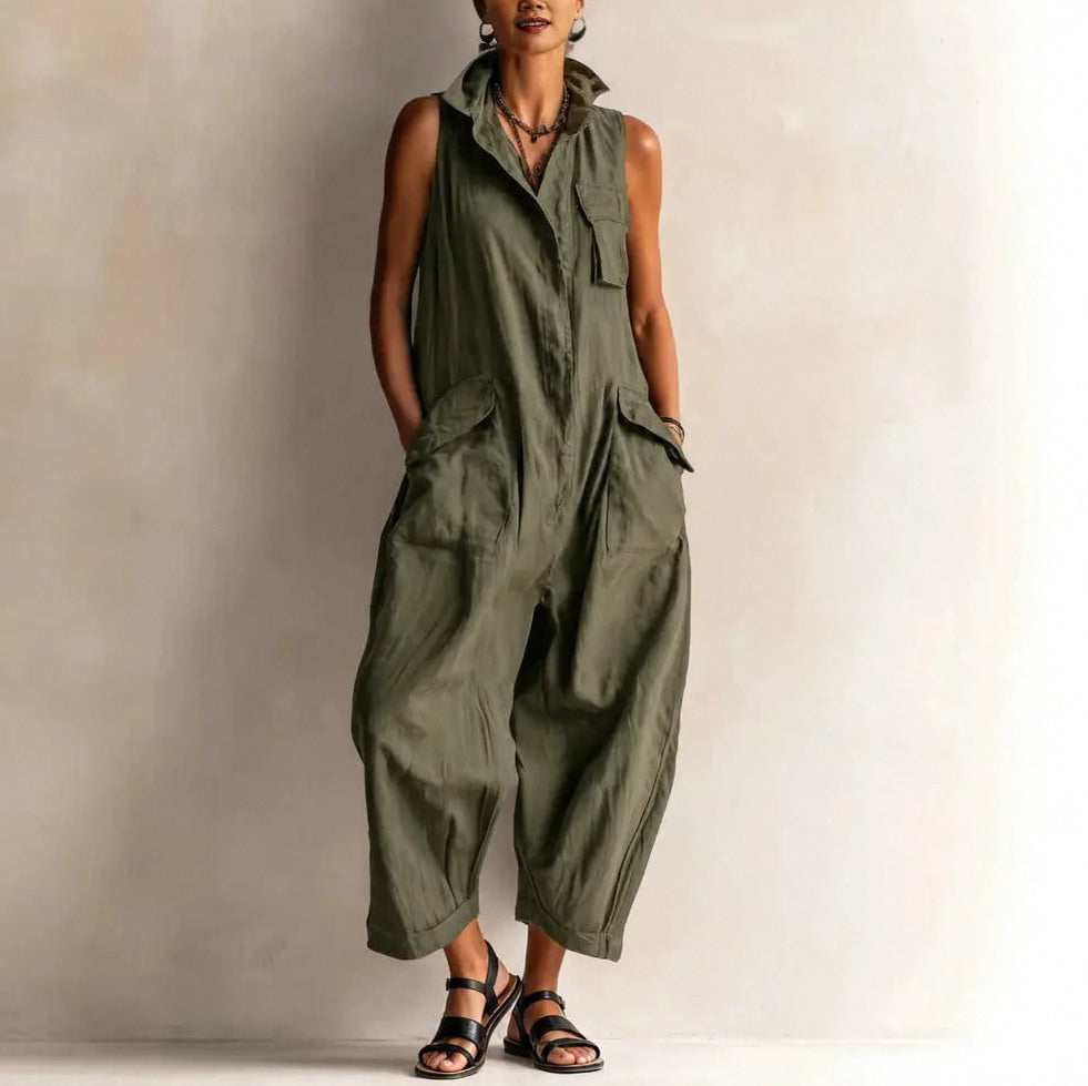 Cargo Pocket Sleeveless Jumpsuit