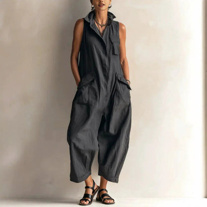 Cargo Pocket Sleeveless Jumpsuit