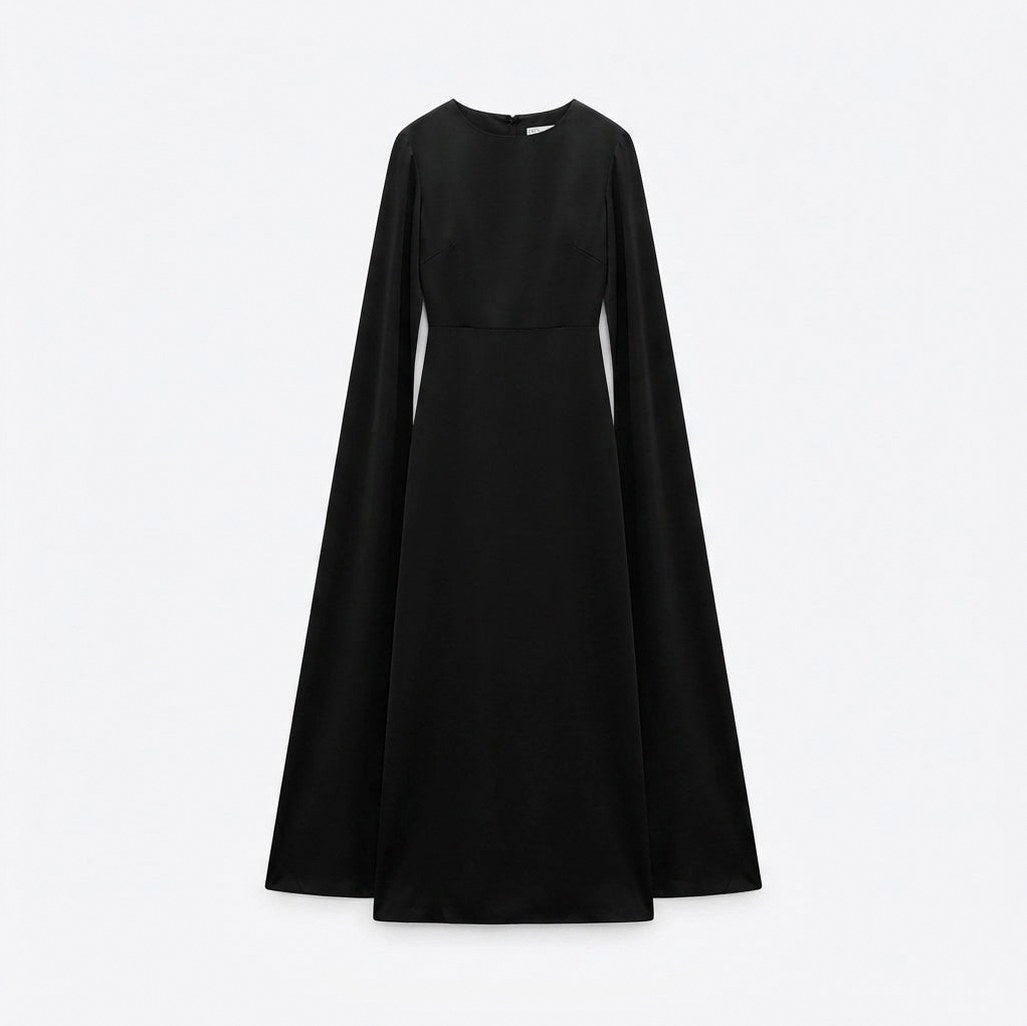 Chiffon Cape Sleeve Maxi Dress