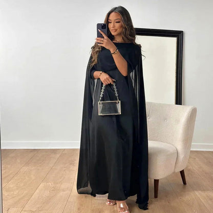 Chiffon Cape Sleeve Maxi Dress