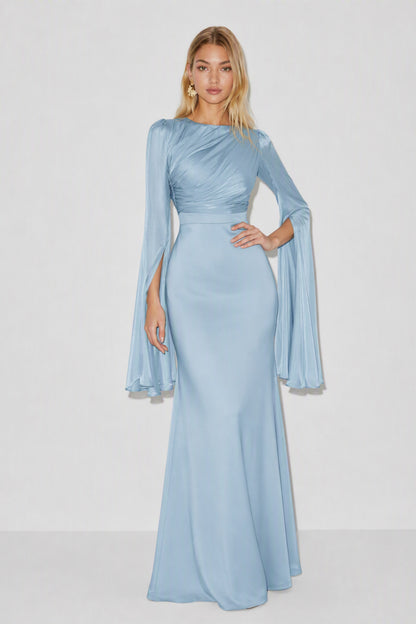 Chiffon Cape Sleeve Maxi Dress