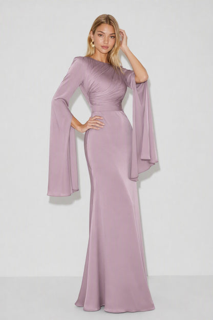 Chiffon Cape Sleeve Maxi Dress