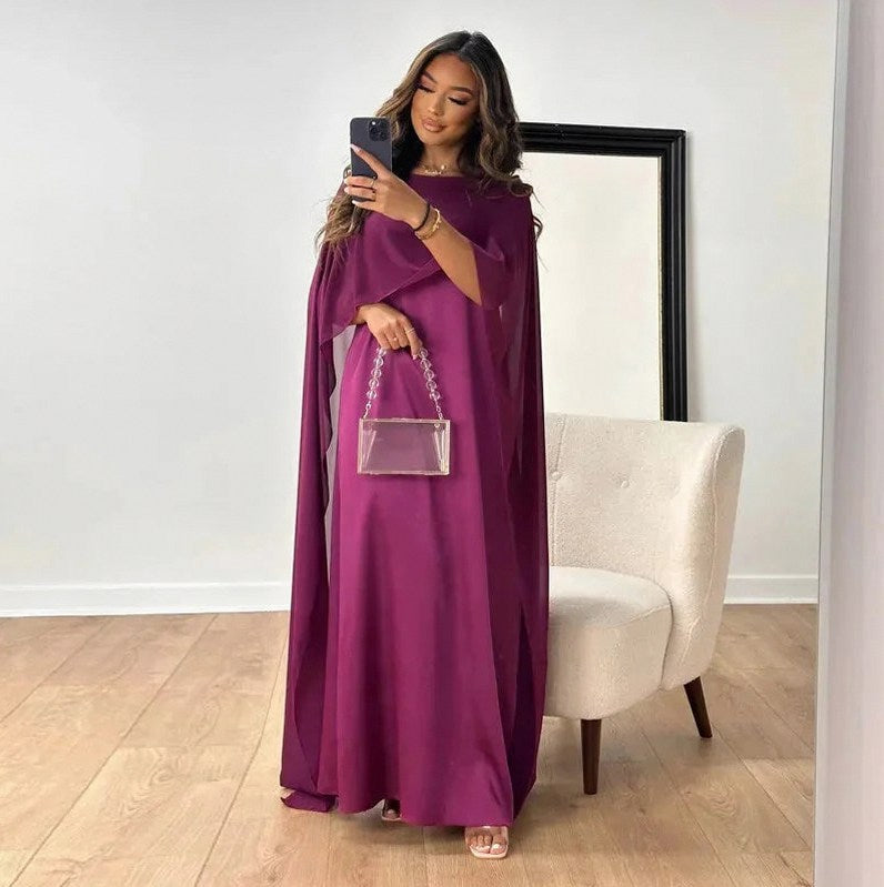 Chiffon Cape Sleeve Maxi Dress