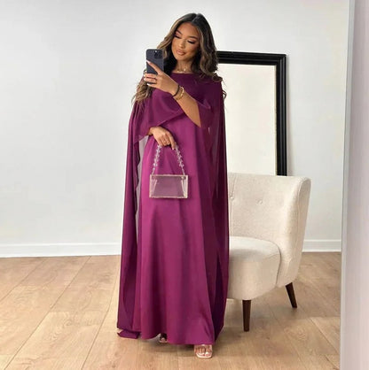 Chiffon Cape Sleeve Maxi Dress