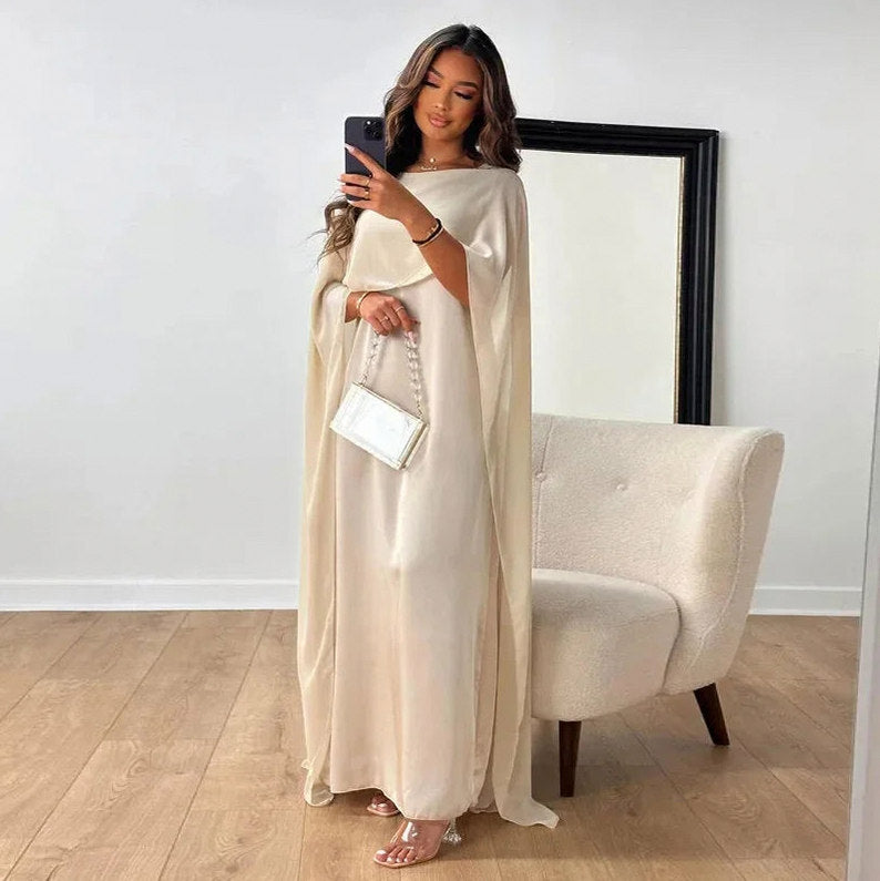 Chiffon Cape Sleeve Maxi Dress