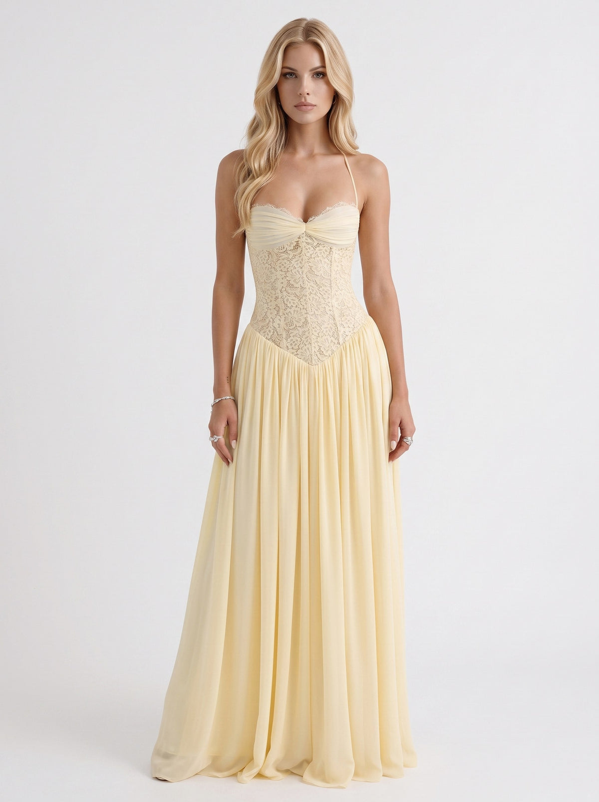 Chiffon Drop Waist Maxi Dress