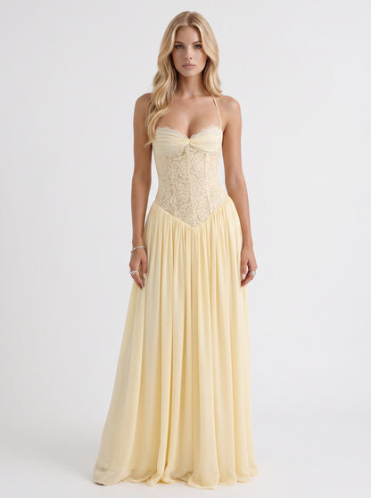 Chiffon Drop Waist Maxi Dress