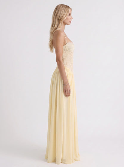 Chiffon Drop Waist Maxi Dress
