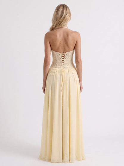 Chiffon Drop Waist Maxi Dress