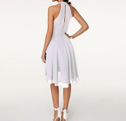 Chiffon Halter Tiered Midi Dress