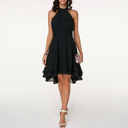Chiffon Halter Tiered Midi Dress