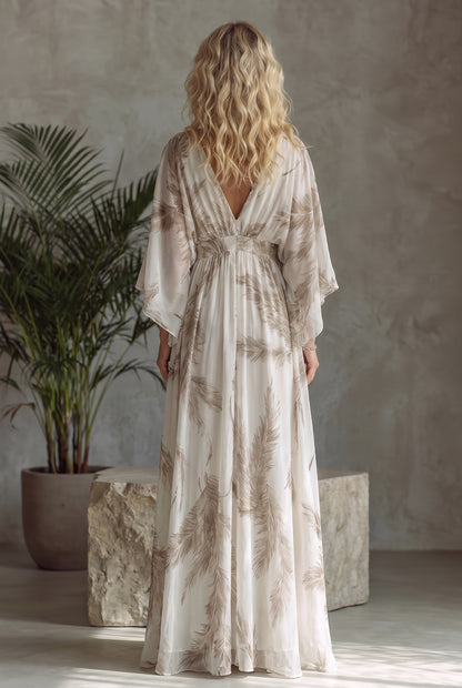 Chiffon Kimono Sleeve Maxi Dress