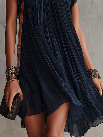Chiffon Pleated Babydoll Mini Dress